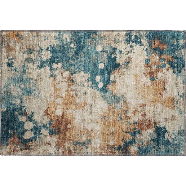 Mayfield Premium Machine Washable Abstract AMF1992 Putty 2 ft. x 3 ft. Accent Rug