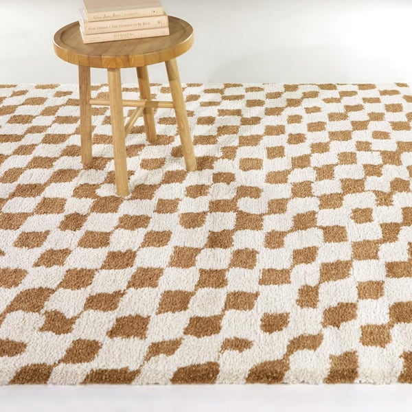 Dietrich Brown 8 ft. x 10 ft. Checkered Area Rug