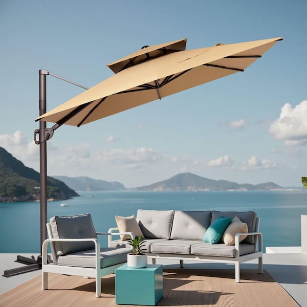 10ft outdoor square steel market patio umbrella square tilt crank Rectangular Patio Umbrella, 6.5', Crank & Push-Button Tilt - On Sale - Bed  Bath & Beyond