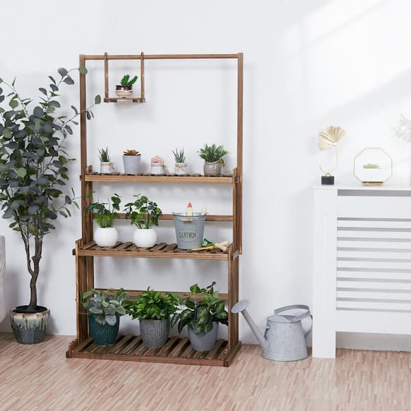 house plant stand Two-Tier Rolling Plant Stand (28" H) - Steel