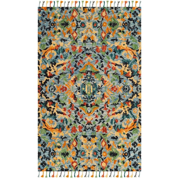 SAFAVIEH Blossom Blue/Multi 9 ft. x 12 ft. Diamond Floral Area Rug
