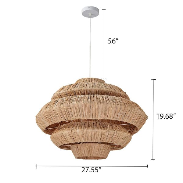 N-1250-27 60-Watt 3-Light White Finish Raffia Shaded Light with