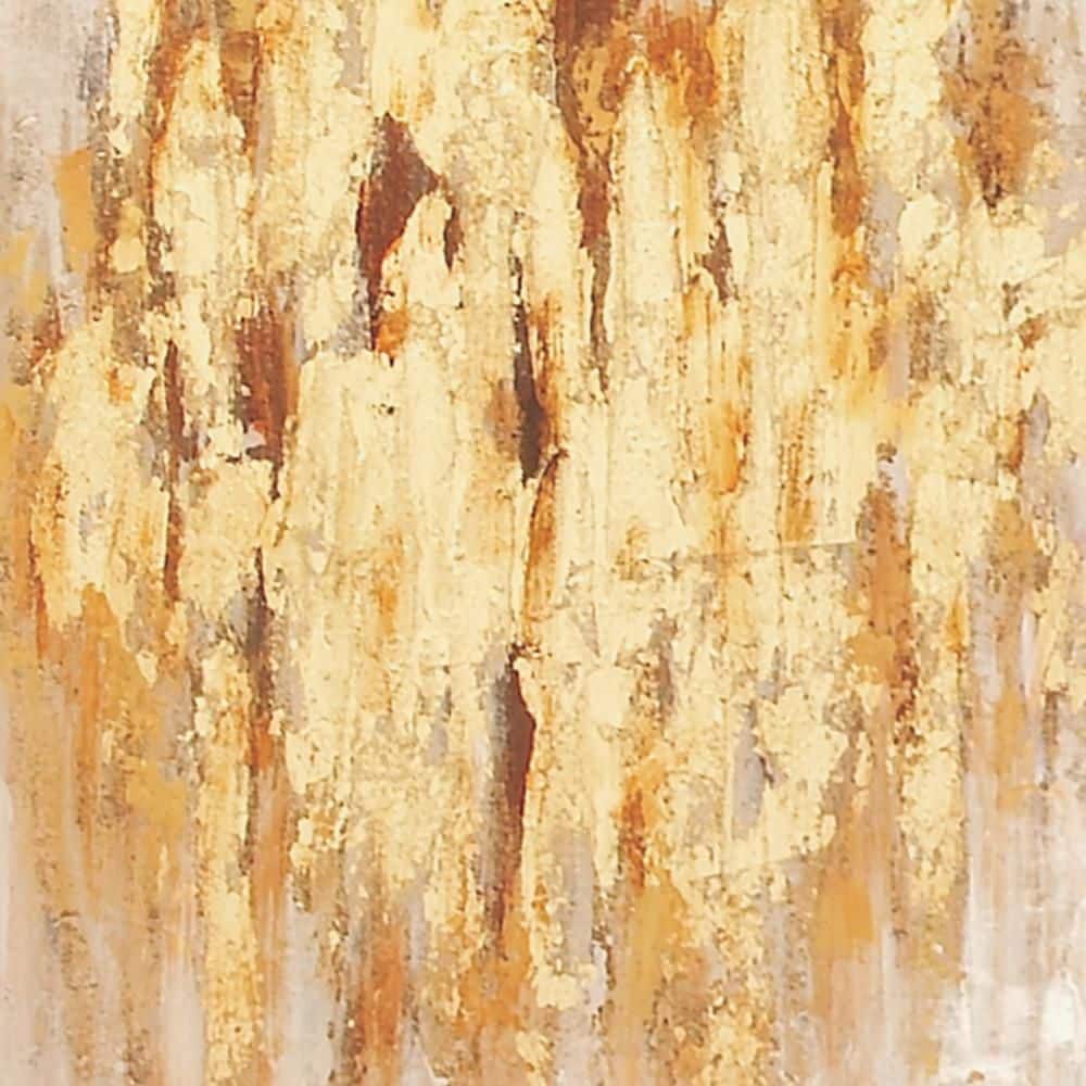 Golden Abstract Landscape Canvas Art in Thin Frame