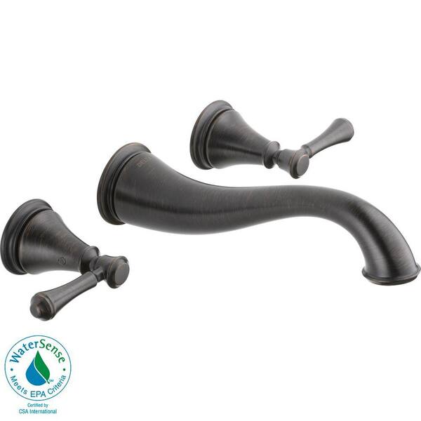 Delta Cassidy Wall Mount 2-Handle High-Arc Bathroom Faucet in Venetian Bronze