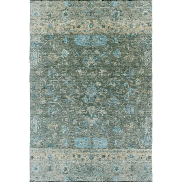 Mayfield Premium Machine Washable Abstract AMF2323 Sage 10 ft. x 14 ft. Area Rug