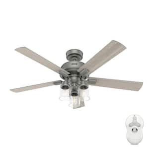 Hartland 52 in. Indoor Matte Silver Ceiling Fan with Light Kit and Remote Included