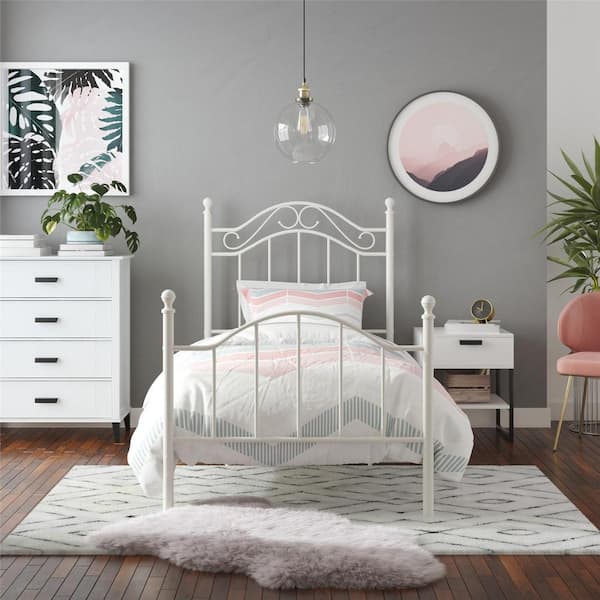 Rima White Twin Metal Bed