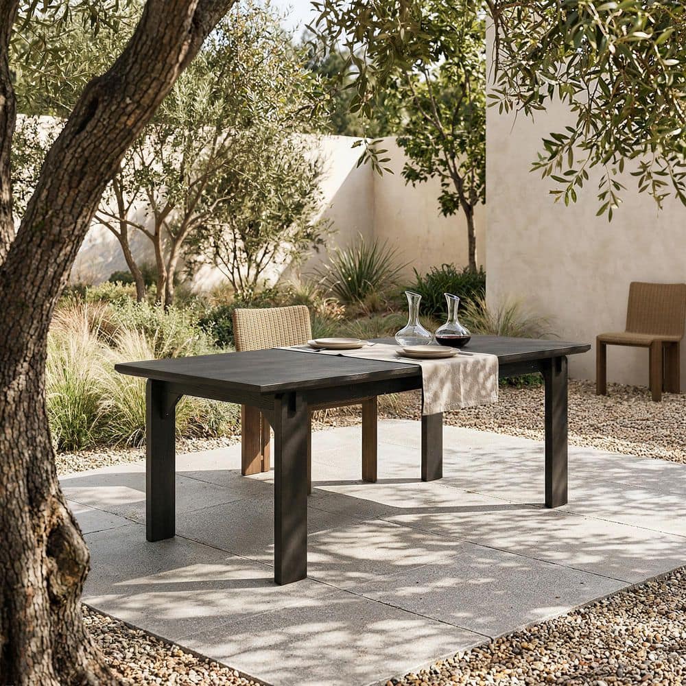 Homsee Modern Black Engineered Wood 84 in. 4-Leg Base Dining Table