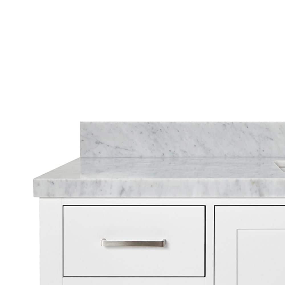 Cambridge 61" White Marble Top Single Vanity with Storage