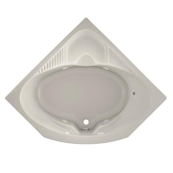 JACUZZI CAPELLA 55 in. Acrylic Neo Angle Corner Drop-In Whirlpool Bathtub with Heater in Oyster