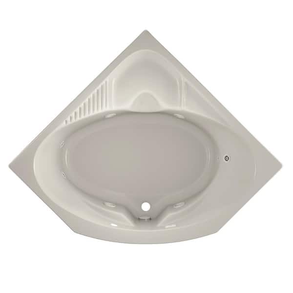 JACUZZI CAPELLA 55 in. Acrylic Neo Angle Corner Drop-In Whirlpool Bathtub in Oyster