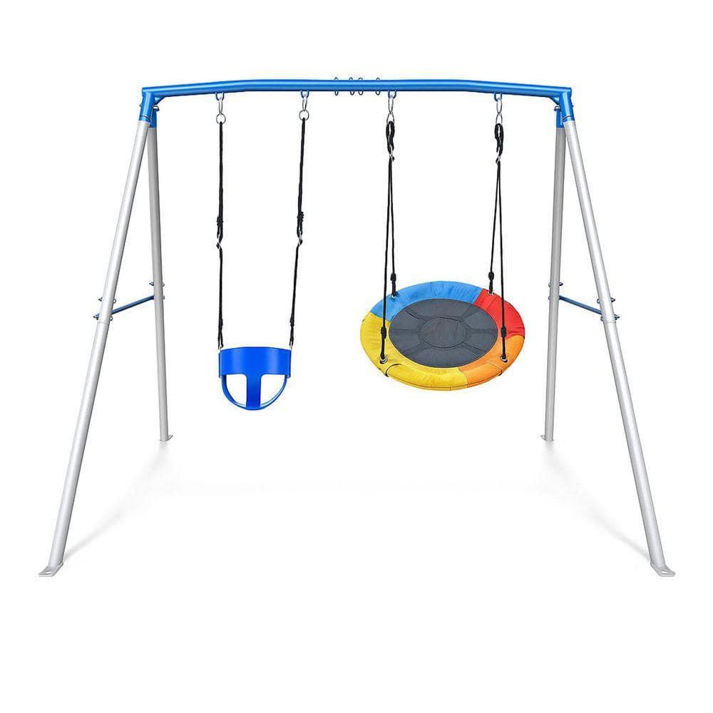 Blue A-Frame Heavy Duty Swing Set with 32 in. Saucer Swing and