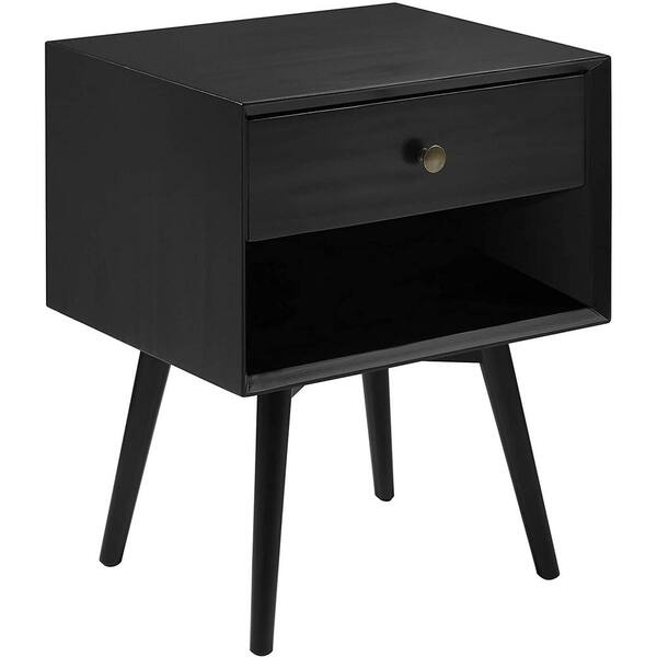 Dracelo SMT 1-Drawer Black Solid Wood Bedside Table 23.75 in. H x 14 in. D  x 19.625 in. L B08YHCWSF4 - The Home Depot