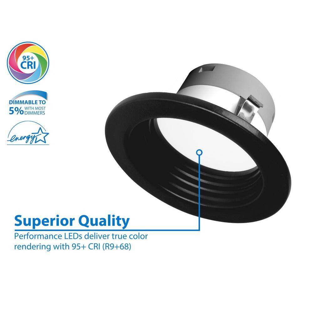 Black 4'' LED Dimmable Recessed Lighting Kit