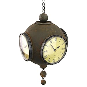 13 in. x 7 in. Victorian Grunge Four-Sided Hanging Spherical Clock