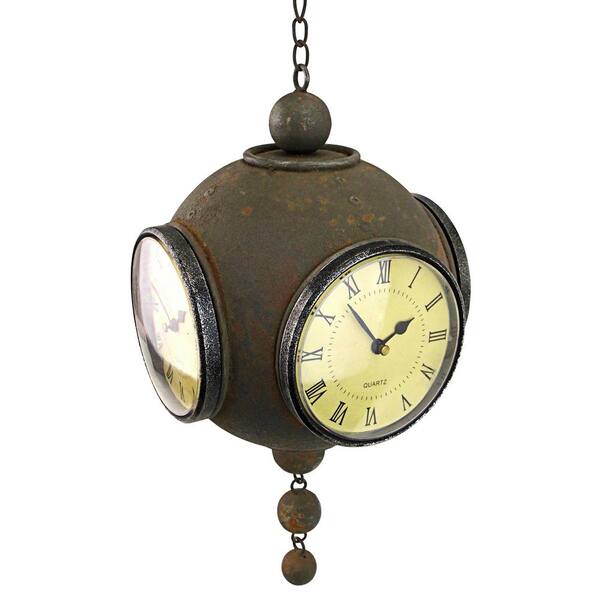 Design Toscano 13 in. x 7 in. Victorian Grunge Four-Sided Hanging Spherical Clock