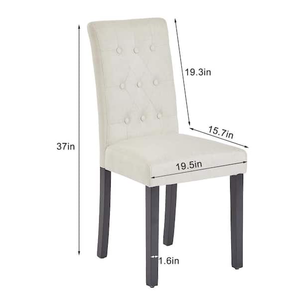 Upholstered Dining Chairs Set of 6 Button Tufted Back, Padded Seat, Wood Legs with Rubber Footpads Kitchen Chairs, Beige