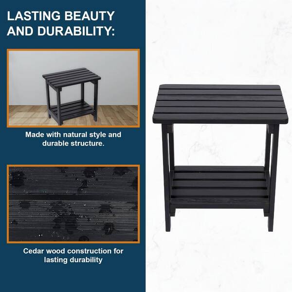 WAQ × DOORS　FOLDING WOOD TABLE Shine Company 19.5 in. Black Round Cedar Wood Folding Table
