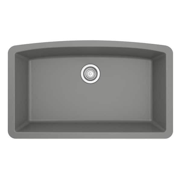 Undermount Quartz/Granite Composite 32 in. Single Bowl Kitchen Sink in Grey