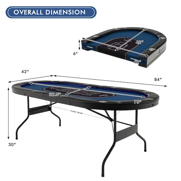 Costway Foldable 10 Player Poker Table Casino Texas Holdem with