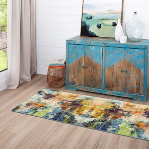 Decollage Multi 2 ft. x 8 ft. Abstract Runner Rug
