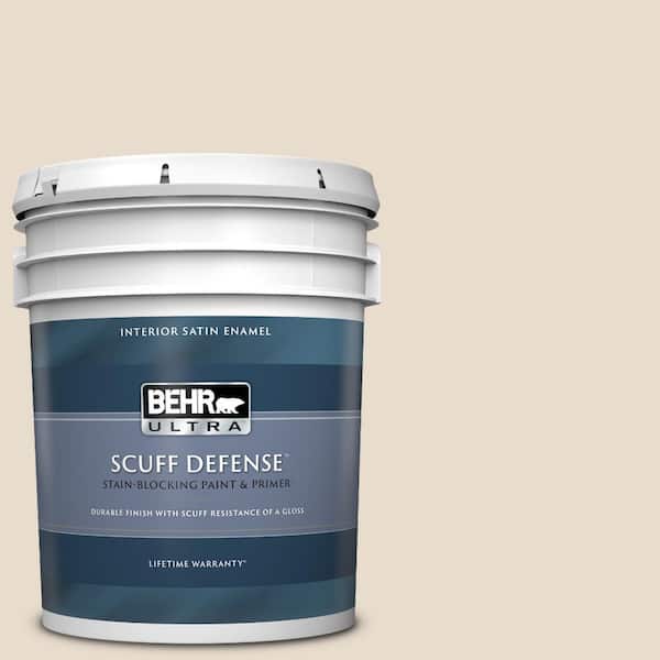 BEHR ULTRA 5 gal. #OR-W11 White Mocha Extra Durable Satin Enamel Interior Paint & Primer