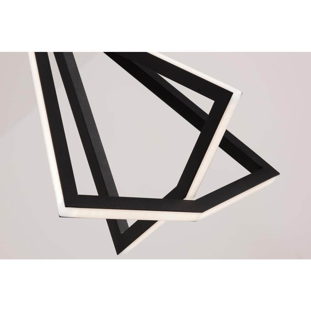 Modern Satin Nickel Black Aluminum LED Pendant, 14.88" H