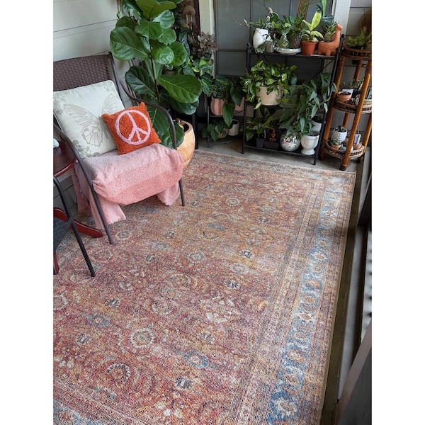 Anshu Burgundy Blue Beige 8 ft. x 10 ft. Area Rug