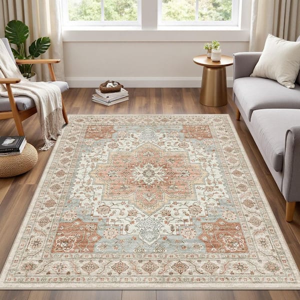 2 ft. x3 ft. Indoor Machine Washable Rug Soft Beige