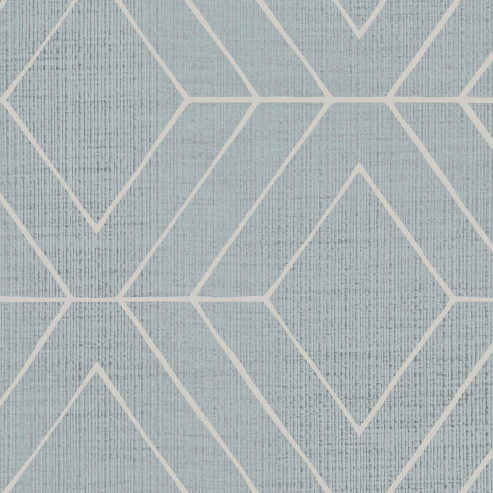 Diamond Geometric Art Deco Lines Light Blue Peel and Stick Smooth Vinyl ...