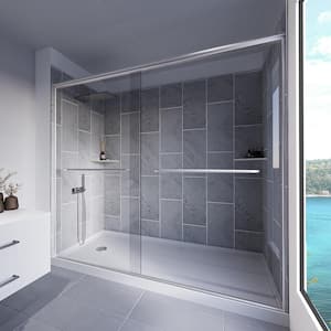 Slate Grey-Rainier 60 in. x 30 in. x 83 in. Base/Wall/Door Rectangular Alcove Shower Stall/Kit Chrome Left
