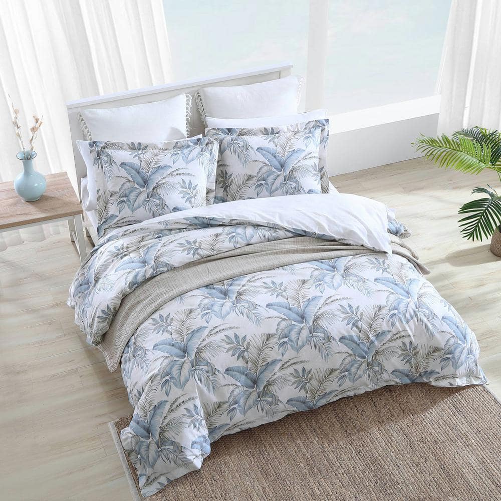 King Blue Cotton Reversible Comforter Set with Shams