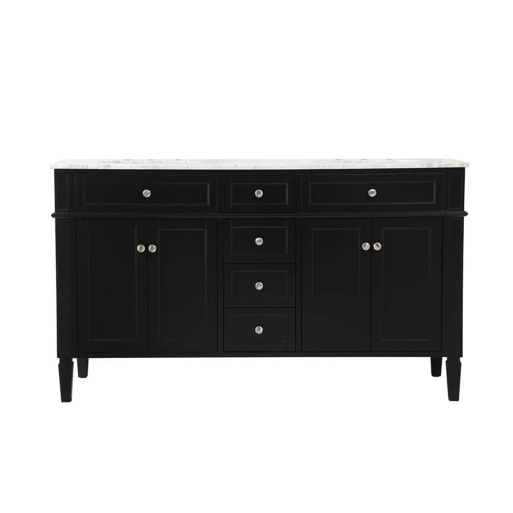 Simply Living 60 in. W x 21.5 in. D x 35 in. H Bath Vanity in Black ...