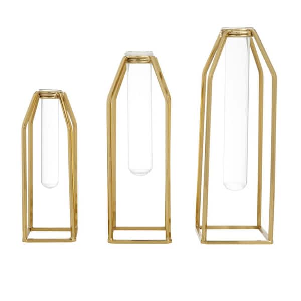CosmoLiving by Cosmopolitan Gold Test Tube Stainless Steel Decorative ...