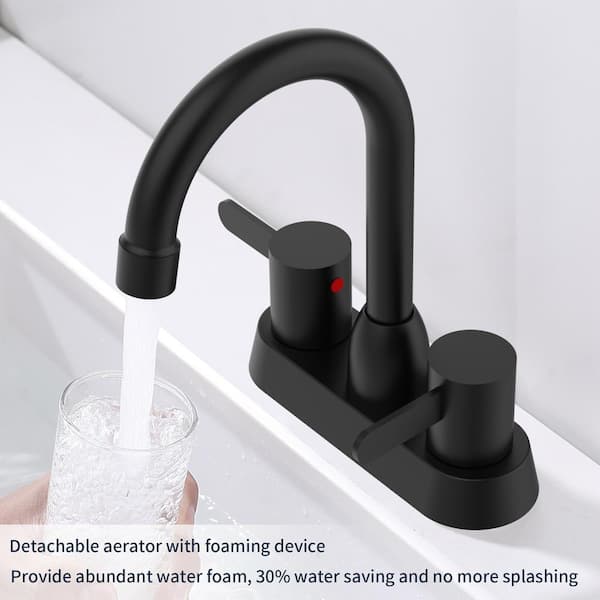 Staykiwi 4 in. Centerset Double Handle Mid Arc Bathroom Faucet in Matte Black