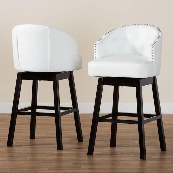 Avril White Faux Leather Upholstered 2-Piece Bar Stool Set
