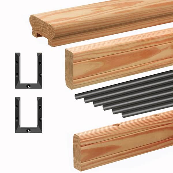 6 ft. Aluminum Cedar-Tone Southern Yellow Pine Deck Railing Kit