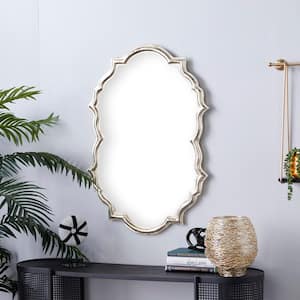 36 in. x 25 in. Quatrefoil Shaped Oval Framed Gold Wall Mirror
