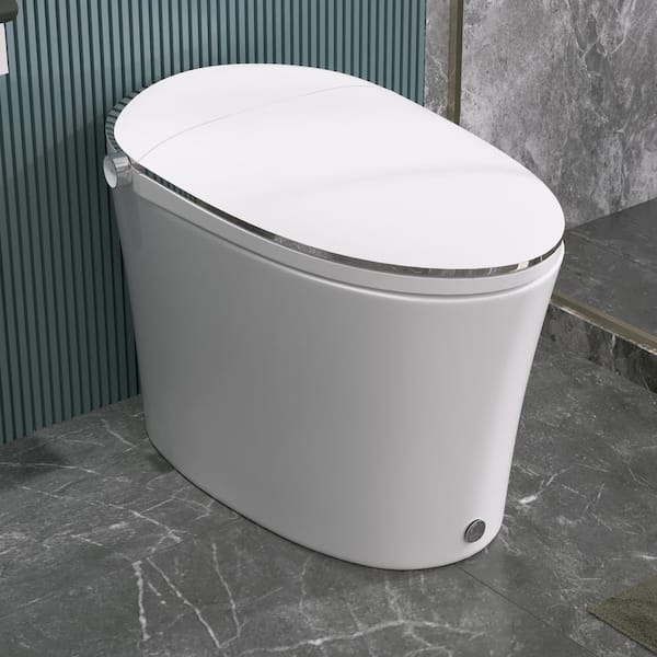 DEERVALLEY 1.28 GPF Tankless Elongated Smart 1-Piece Toilet in White with Heated Seat, Auto Flush, Foot Touch Control Flush