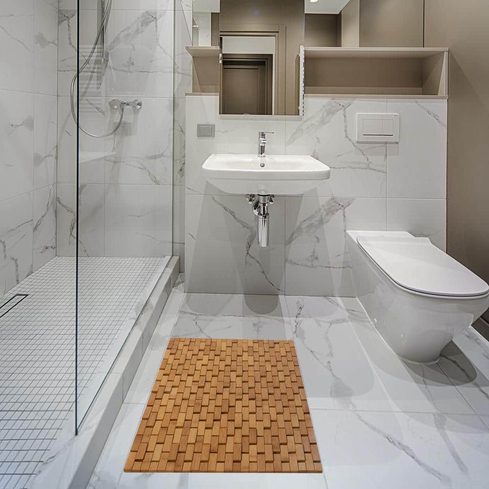 Medium Natural Bamboo Foldable Non-Slip Bath Mat