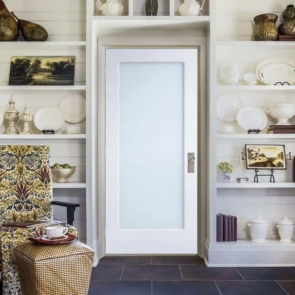 80'' Primed MDF Prehung Interior Door with Tinted Glass