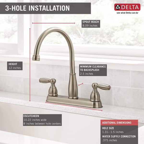 Delta - Foundations 2-Handle Standard Kitchen Faucet in Stainless