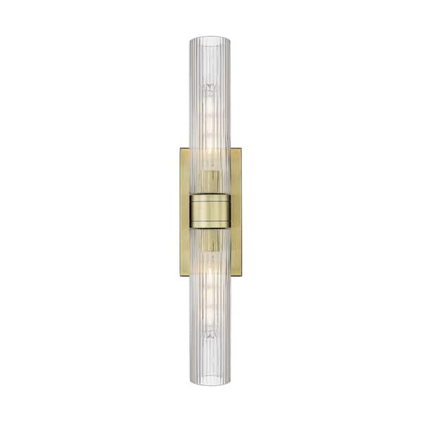 Innovations Ballston Urban 24 in. 2-Light Antique Brass Vanity Light with Glass Shade