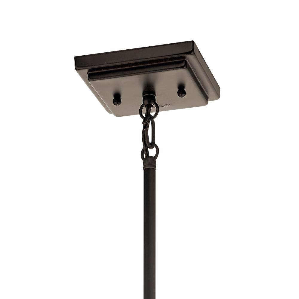 Mini Distressed Bronze and White Glass Pendant Light