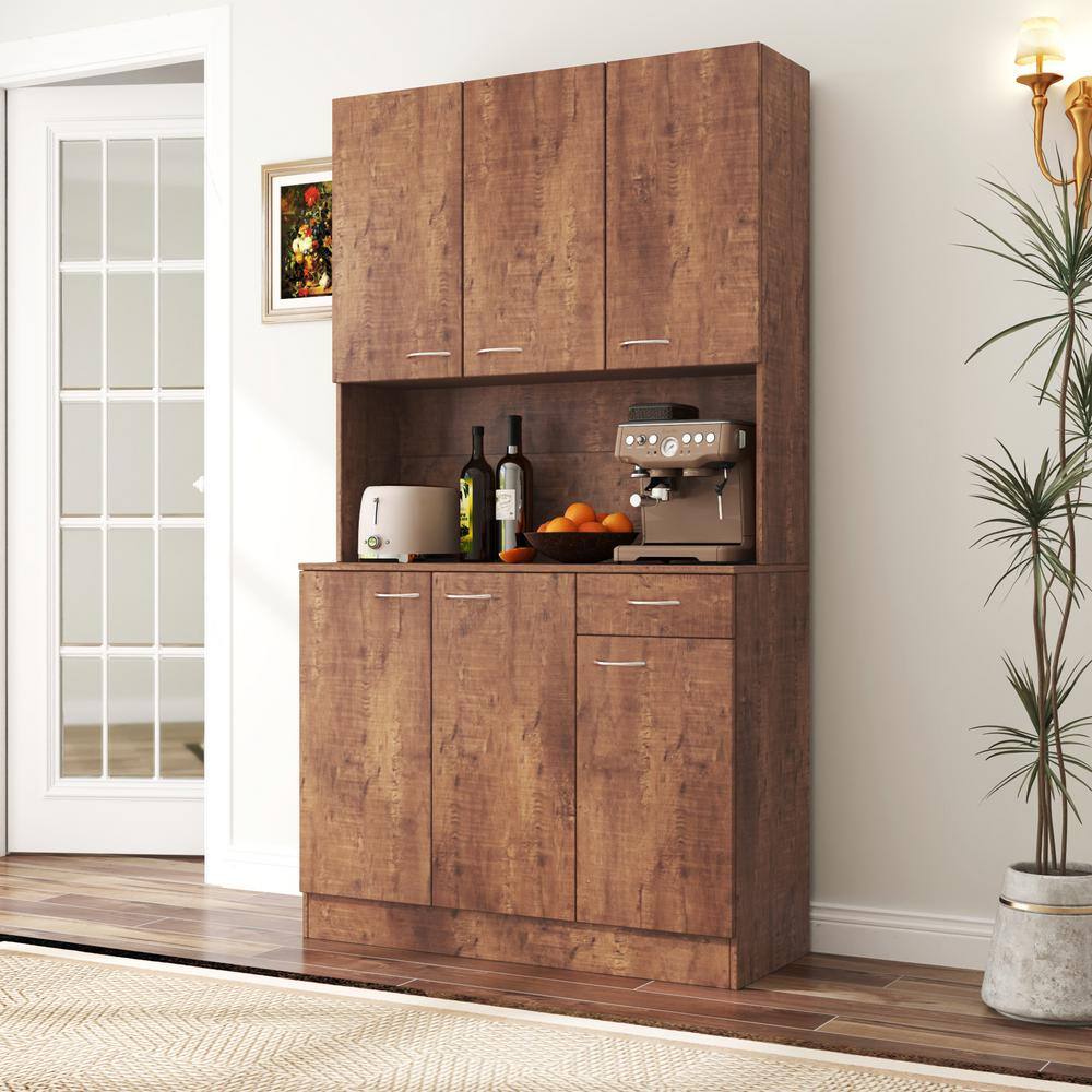 Walnut 71" Hinged Door Cabinet with Drawer and Shelves