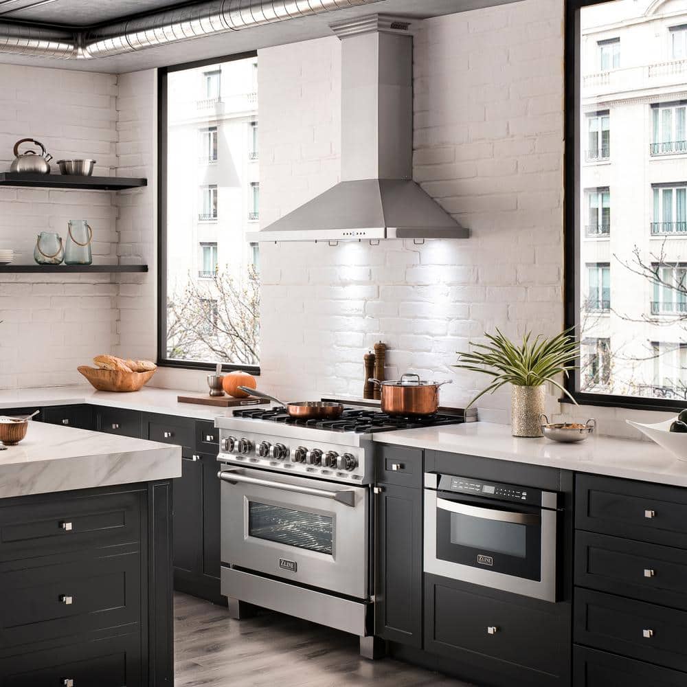36-inch Stainless Steel Wall Mount Range Hood with Bluetooth Speakers