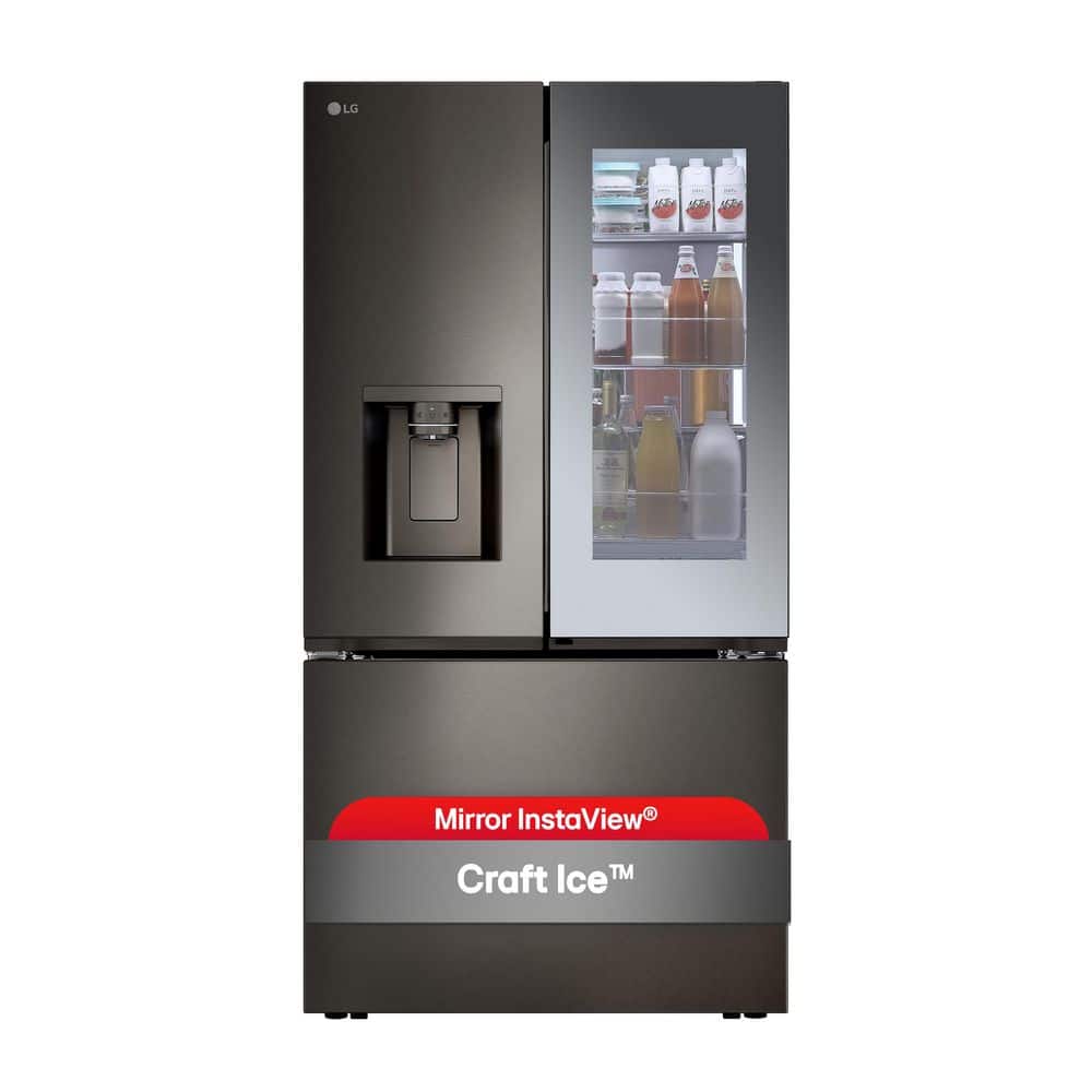 26 cu. ft. Counter-Depth MAX French Door Refrigerator w/ Mirrored Instaview &amp; 4 types of ice, Black Stainless Steel