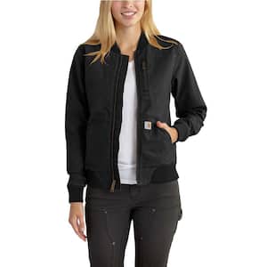 Women's Small Black Canvas Crawford Bomber Jacket