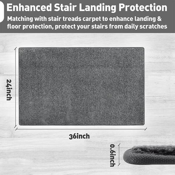 Pure Era Cream Grey 9.5 in. x 30 in. x 1.2 in. Polypropylene Bullnose Tape Free Non-Slip Stair Tread Cover Carpet Mats Set of 14, Cream Gray