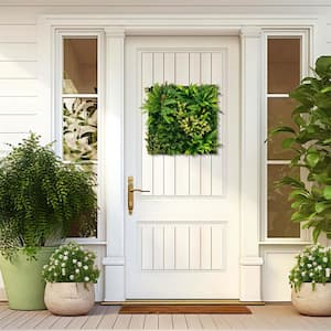 20 in. Green Square Framed Artificial Leaf Wall Art with 11-Types of Mixed Faux Plants (Set of 2)